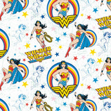 DC Comics - Wonder Woman - Character with Stars -  Flannel - White