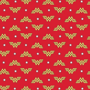 DC Comics - Wonder Woman WW84 Logo and Stars - Printed Flannel - Red