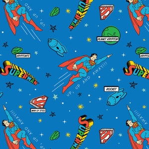 DC Comics- Superman Doodles - Superman in Space Doodle - Cotton - Blue