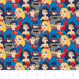 DC Comics - Young DC- 2 Yard Cotton Cut - Justice League Jr Stacked Heroes - Multi