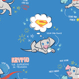 DC Comics- League of Super-Pets - 2 Yard Cotton Cut + Krypto Puppy - Blue