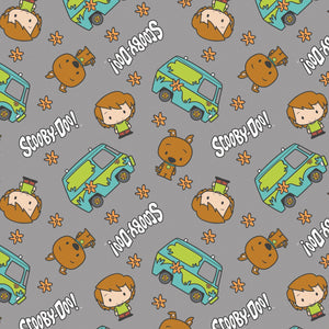 Scooby-Doo Chibi - Floral Toss - Grey - Cotton