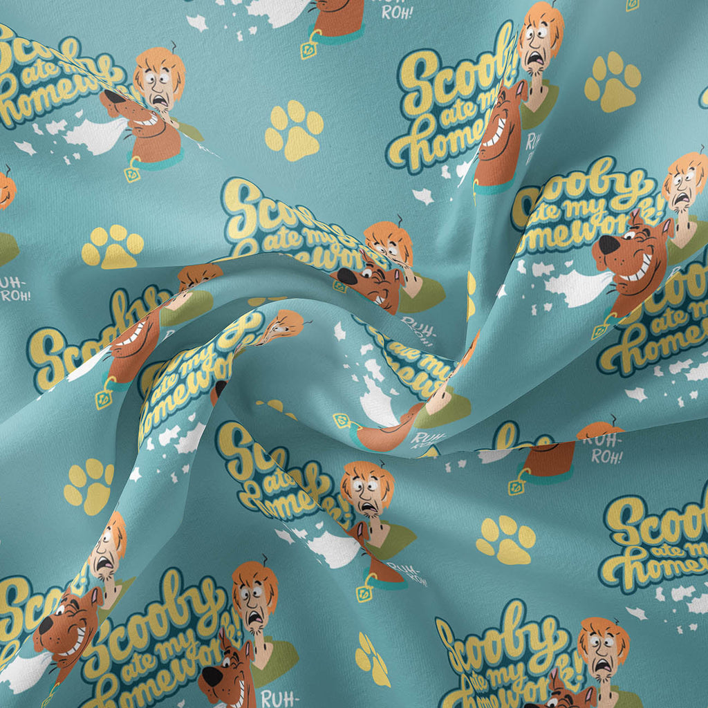 Scooby-Doo School Spirit Collection - SD Homework - Aqua - Cotton