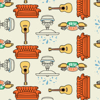 Friends - Icônes Chibi - Molleton imprimé - Crème