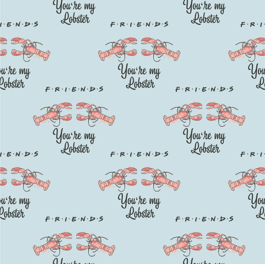 Friends Collection - You're My Lobster - Light Blue - 2 Yard Cotton Cut