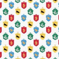 Multi maison ton sur ton - Flanelle imprimée de Harry Potter and Wizarding World - Blanc