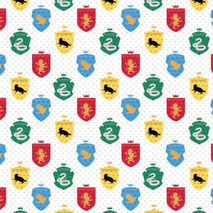 Harry Potter-Wizarding World - Multi House Tonal - Printed Flannel- White