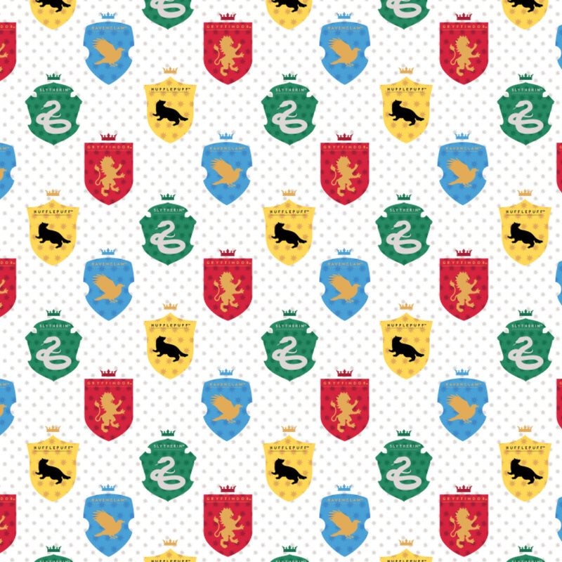 Harry Potter-Wizarding World - Multi House Tonal - Printed Flannel- White
