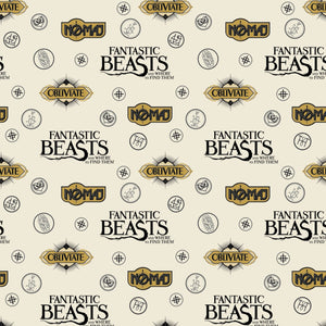 Fantastic Beasts - Sayings & Symbols - Printed Flannel - Cream