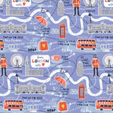 From London With Love by Vicky Yorke - Map - Lavender - Cotton
