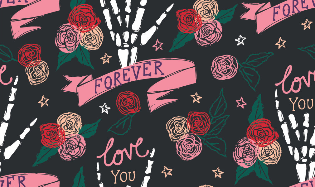 Valentine's Day II Collection -Love You Forever - Cotton- Black