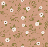 Ginger and Olive Collection - Floral Cluster - Caramel - Cotton