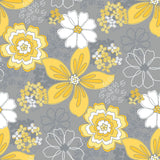 EMMA & MILA - Yellow Matters - 1yd Precut - Floral - Grey - Cotton