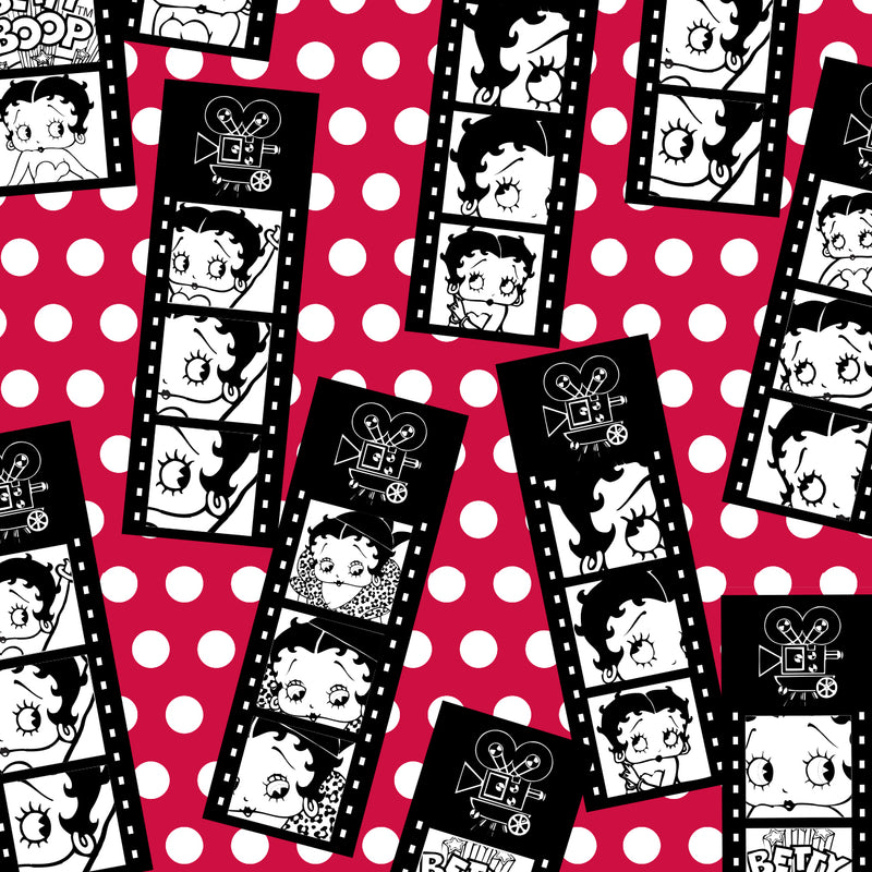 Betty Boop - Bande de film à pois - Flanelle imprimée - Rouge