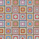 Not Your Granny's Squares Collection - 2 Yard Cotton Cut -Afghan Tiles -Multi Warm