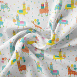 Who Invited the Llamas Collection - Birthday Besties - White - Cotton