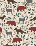 Printed Flannel-Woodland Wildlife Flannel-Cream-100% Cotton-50221001B-01
