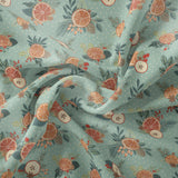 Holiday Spice Collection - Fruit Blossoms - Light Teal - Cotton