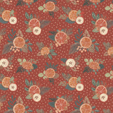 Holiday Spice Collection - Fruit Blossoms - Burgundy - Cotton