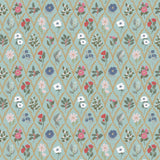 Winter Spirit Collection - Floral Trellis - Light Teal - Cotton