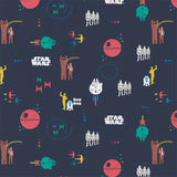 Star Wars - 2 Yard Cotton Cut - Paper Imagery - Navy