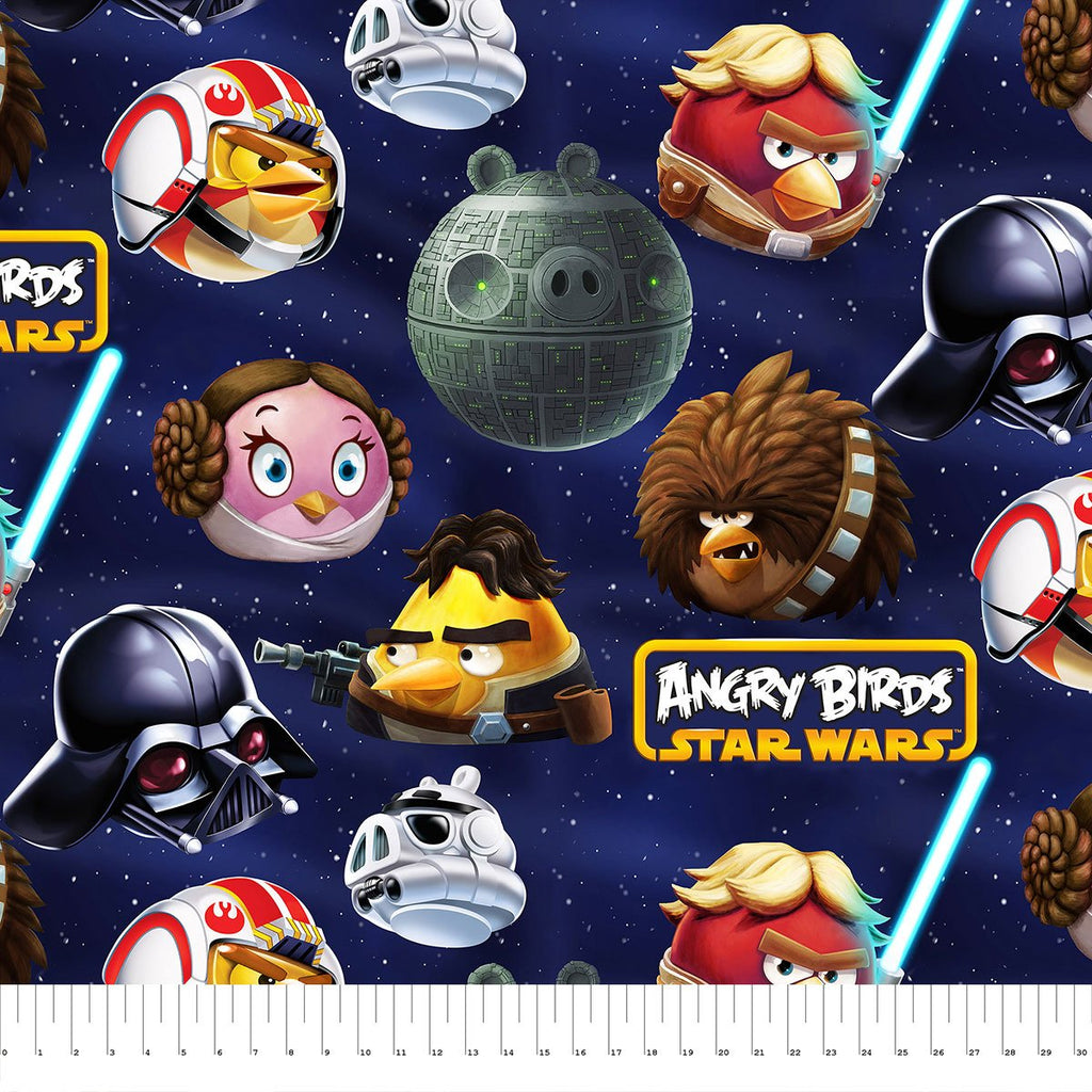 Star Wars - Angry Birds Death Star - 1.5 yd Precut - Blue - Fleece