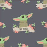 Star Wars - The Mandalorian III Collection - Child Floral Banner -Cotton-Charloal