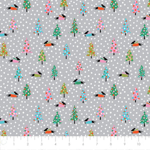 Printed Flannel-Dachshund in the Snow Flannel-Grey-100% Cotton-82210502B-02