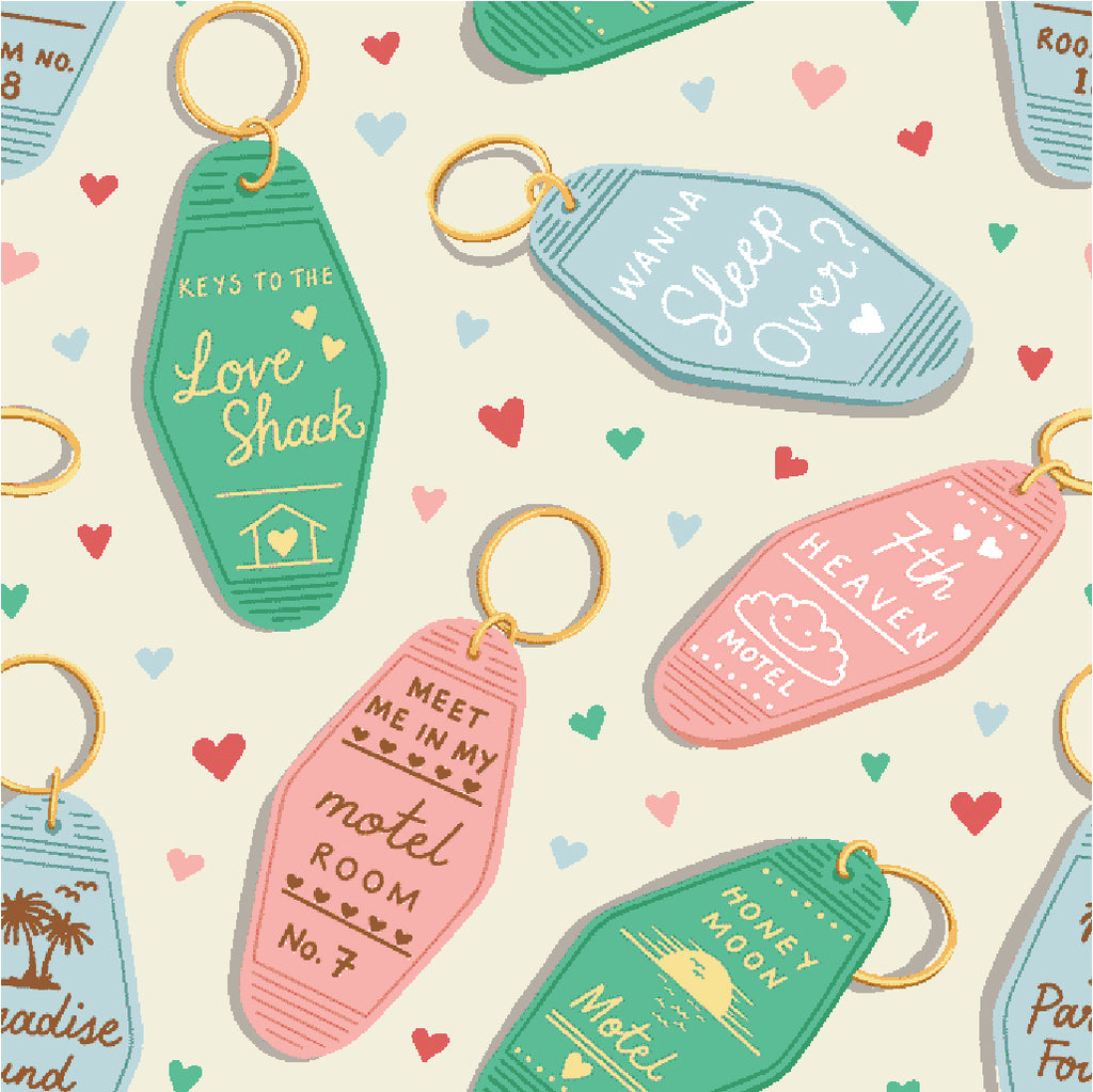 Valentine's Day II Collection-Love Keys - Cotton- Cream