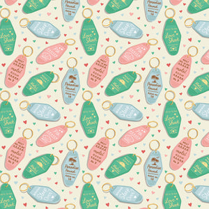 Valentine's Day II Collection-Love Keys - Cotton- Cream