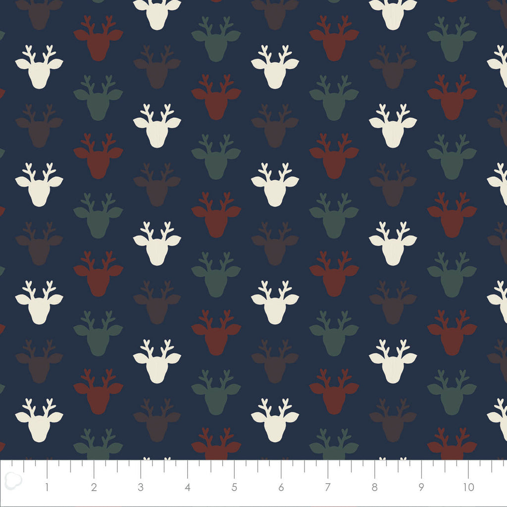 Printed Flannel-Hudson Deer Flannel-Navy-100% Cotton-82220103B-04