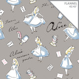 Disney - Alice In Wonderland - Printed Flannel - Grey