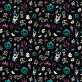 Disney Villains Mayhem Collection - Villain Iconography - Black Teal - Cotton 85130814-01