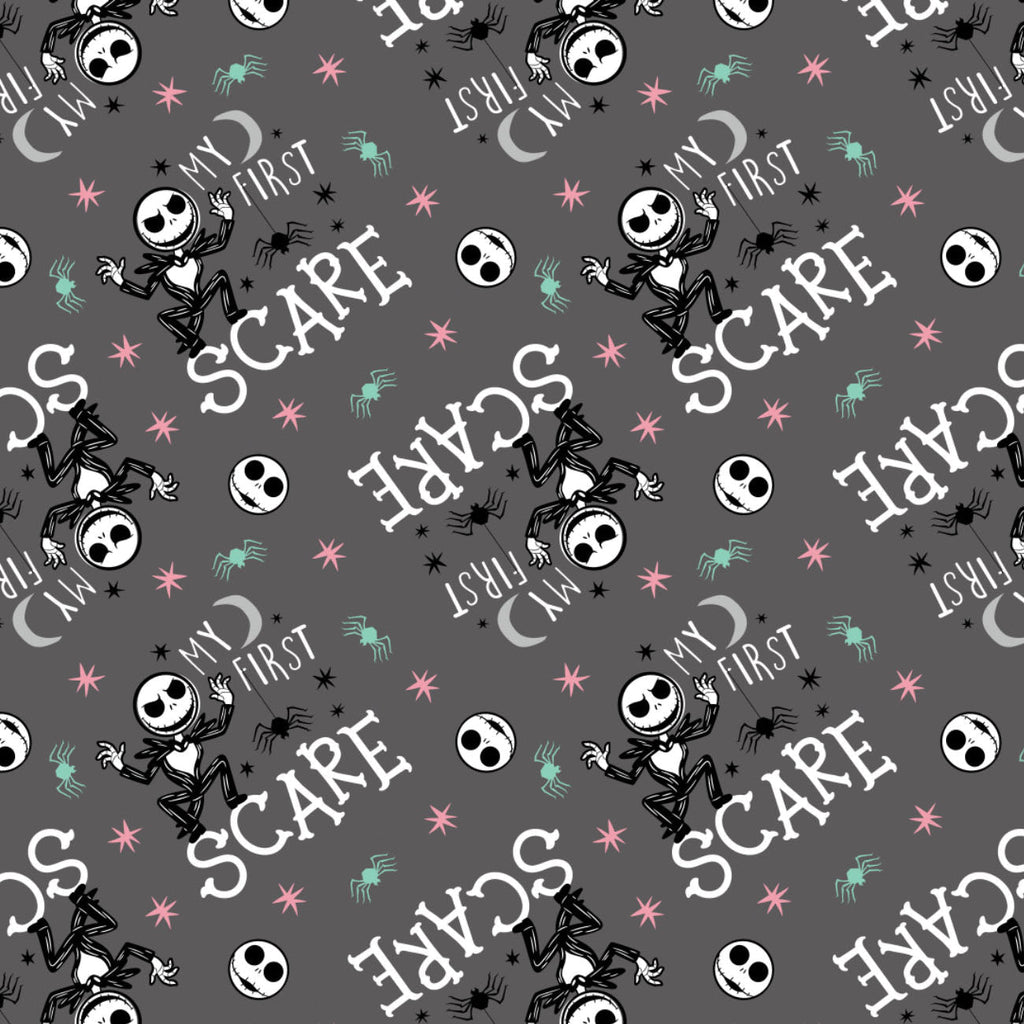 Disney- Nightmare Before Christmas V Collection -2 Yard Cotton Cut - My First Scare - Charcoal