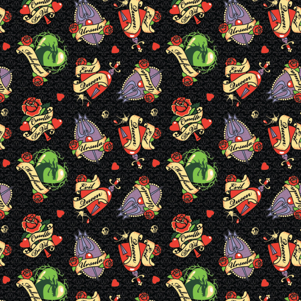 Disney Villains Diabolically Devious Collection Printed Flannel by Disney - Tattoo Badges