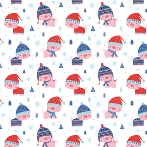 Puck Selders - Cozy Little Piggies - White - FLannel