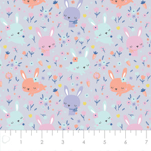 Printed Flannel-Bunny Heads Flannel-Light Purple-100% Cotton-89200201B-04
