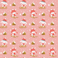 Snow Bunny - Printed Flannel by CDS - Pink