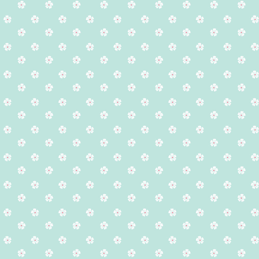Pucker Up Collection - Simple Floral - Light Blue - Cotton