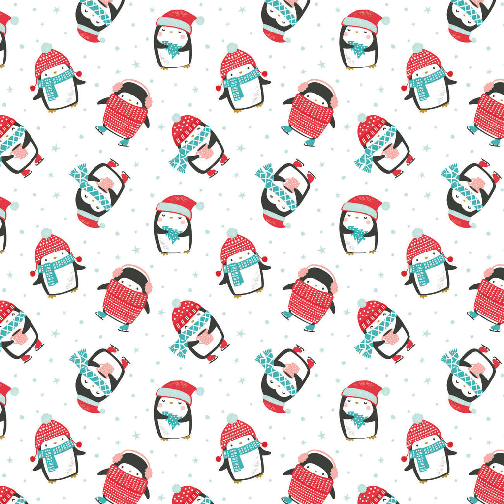 Merry Penguins Collection - Winter Penguin Toss - White - Cotton