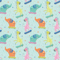 Printed Flannel-Party Animals Flannel-Aqua-100% Cotton-89221102B-02