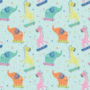Printed Flannel-Party Animals Flannel-Aqua-100% Cotton-89221102B-02