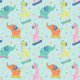 Printed Flannel-Party Animals Flannel-Aqua-100% Cotton-89221102B-02