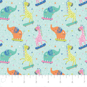 Printed Flannel-Party Animals Flannel-Aqua-100% Cotton-89221102B-02