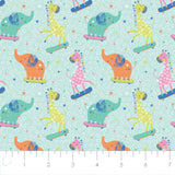 Printed Flannel-Party Animals Flannel-Aqua-100% Cotton-89221102B-02