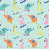 Printed Flannel-Party Animals Flannel-Aqua-100% Cotton-89221102B-02