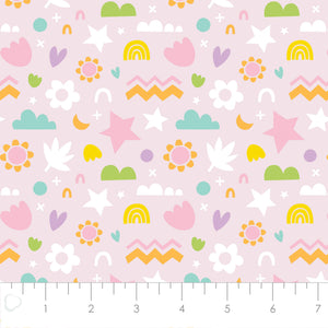 Printed Flannel-Happy Shapes Flannel-Pink-100% Cotton-89221104B-01