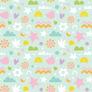 Printed Flannel-Happy Shapes Flannel-Aqua-100% Cotton-89221104B-02