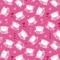 Hiboux & Coeurs - Flanelle Imprimée de CDS - Rose 