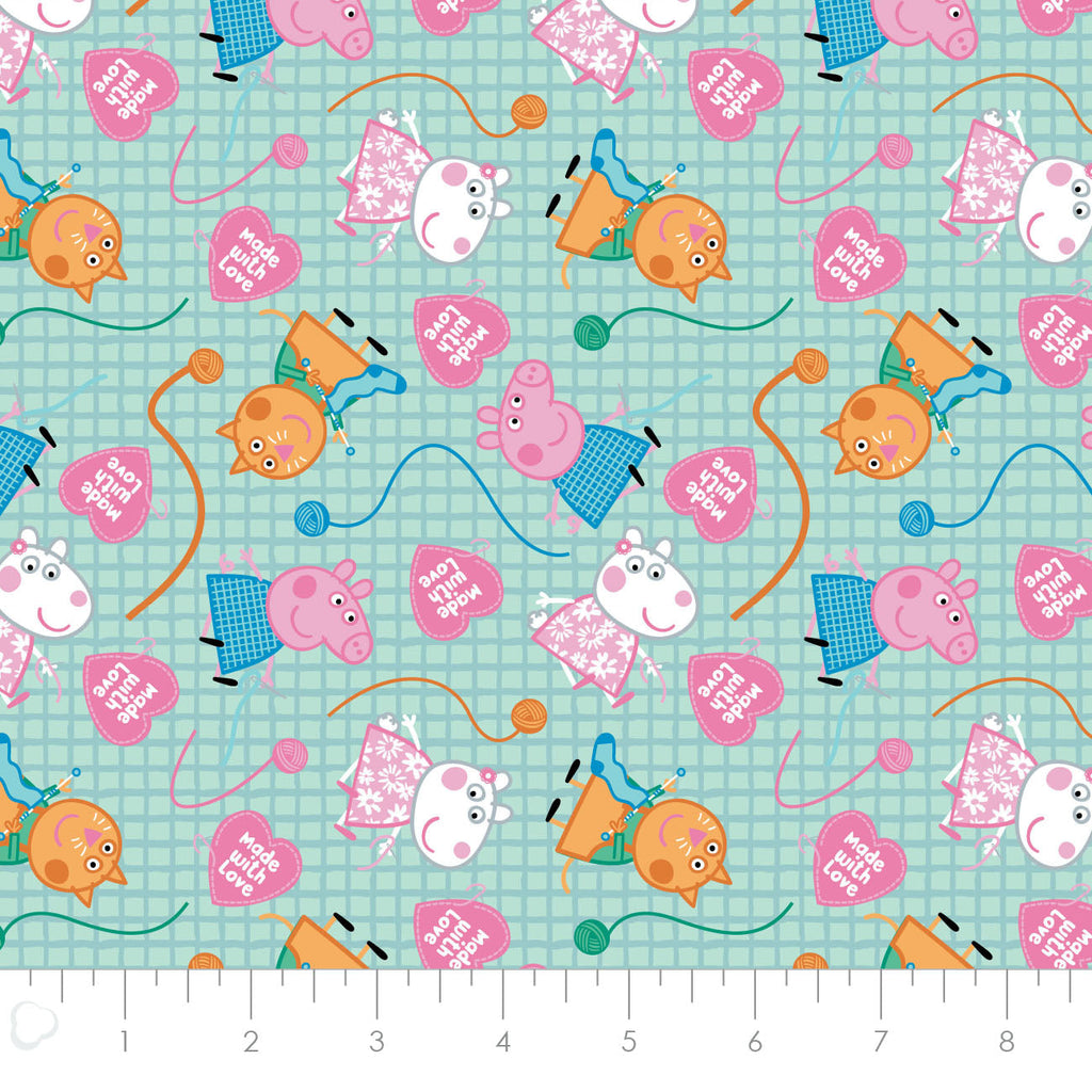 Peppa Pig Hand Made Collection - Peppa Made with Love - Aqua - Cotton